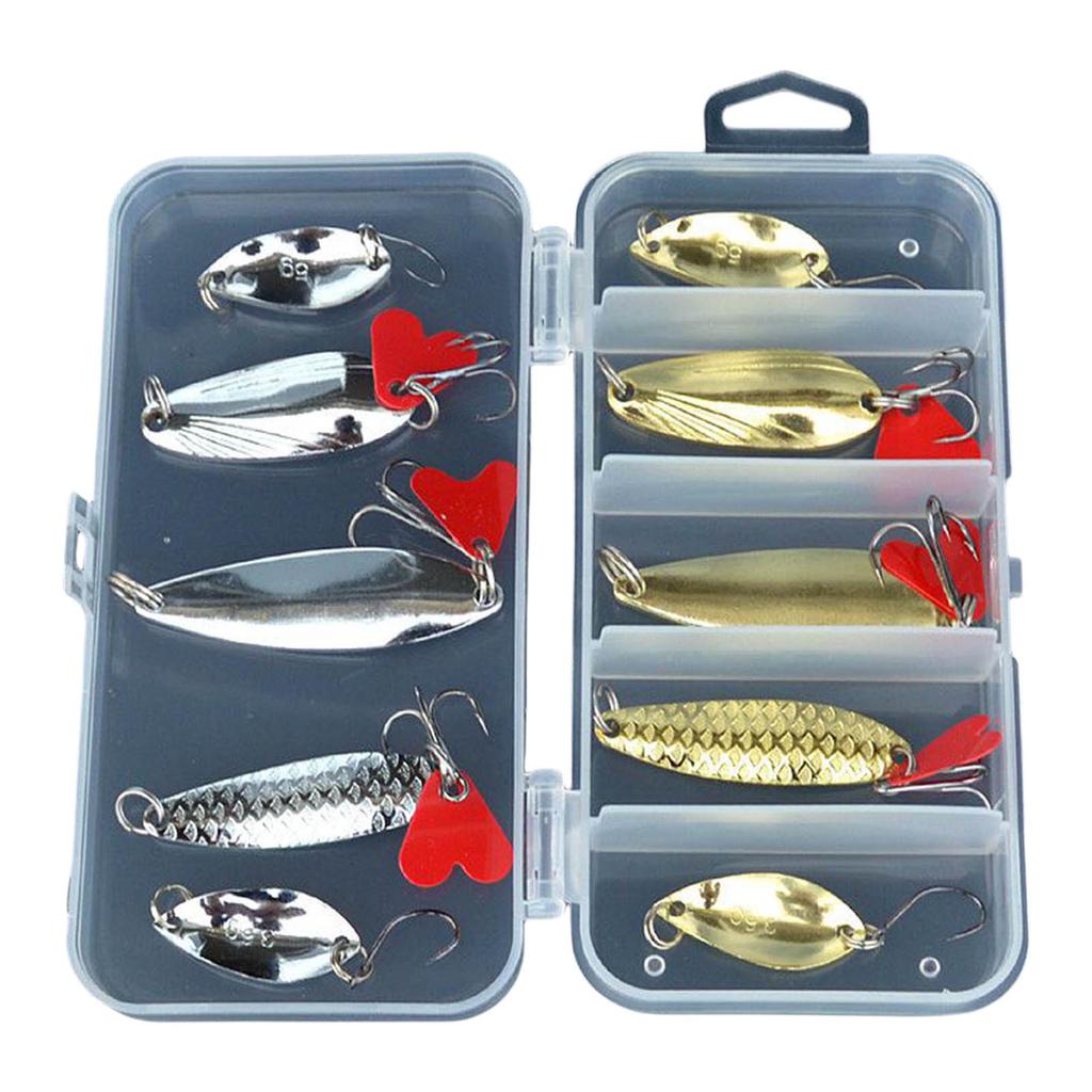 10 Stück Angel Löffel Metall Köder Harte Angelköder Pailletten Köder für Forelle Barsch Spinnerbaits Angelzubehör