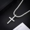 Eco-Friendly European & American Hip-Hop Zinc Alloy Rhinestone Cross Pendant Necklace with 4mm Diamond Tennis Chain