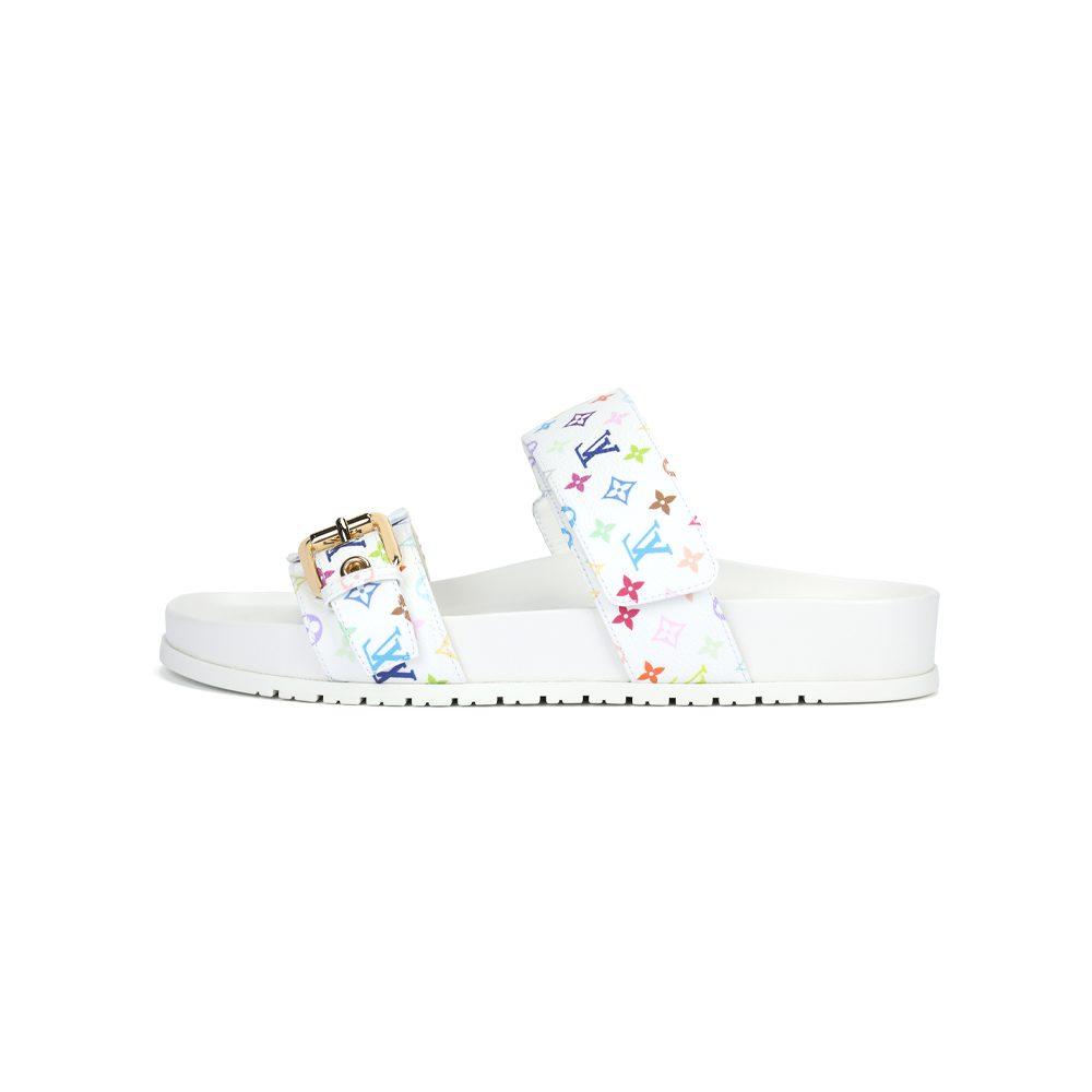 Louis Vuitton Bom Dia Flat Comfort Mule Takashi Murakami White Women's 1AGXU3
