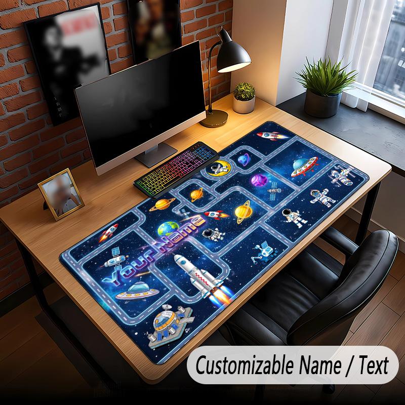 Space Cosmic Theme Custom Mouse Pad Personalized With Name Text Customized Desk Mat For Office Home Decor