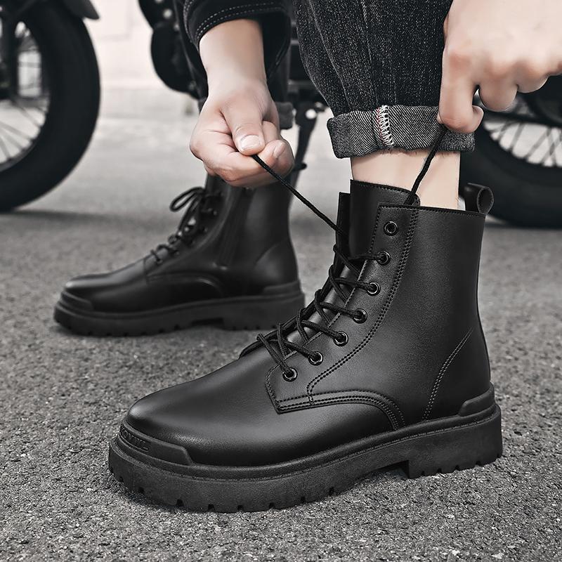 Brand Boots Men's Casual Shoes Anti Slip Boots Comfortable Lacing Platform Boots Fashion Motorcycle Waterproof Shoes Work Boots