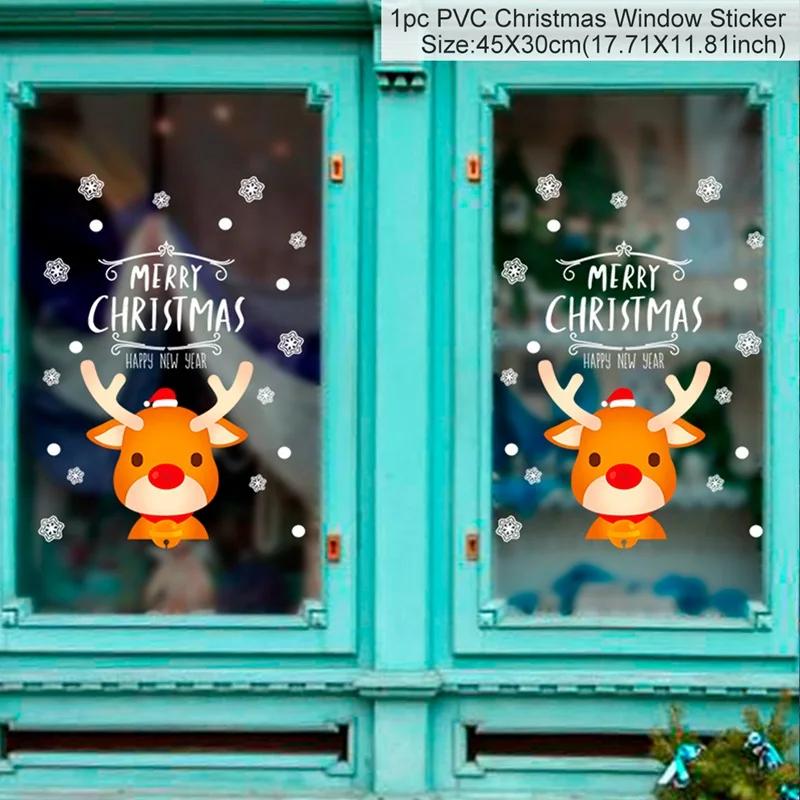 Christmas Wall Window Stickers Marry Christmas Decoration For Home 2025 Christmas Ornaments Xmas Navidad Gift New Year 2025