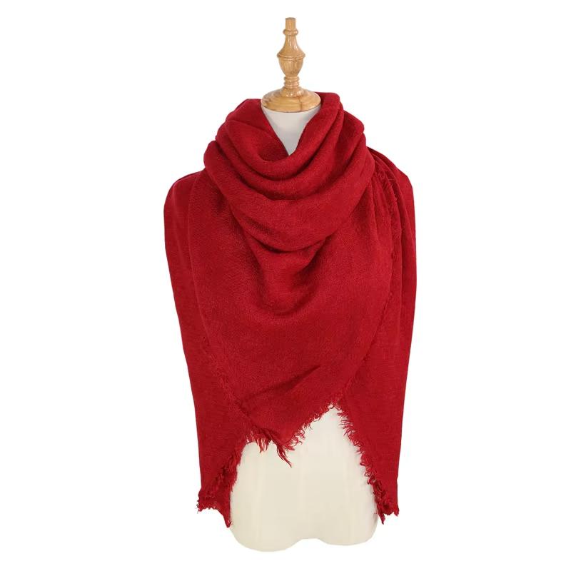 Sciarpa Quadrata Morbida da Donna 140cm Tinta Unita Invernale Caldo Scialle Hijab Coperta Avvolgente Pashmina Fazzoletto da Collo Écharpe Bufanda Sciarpe