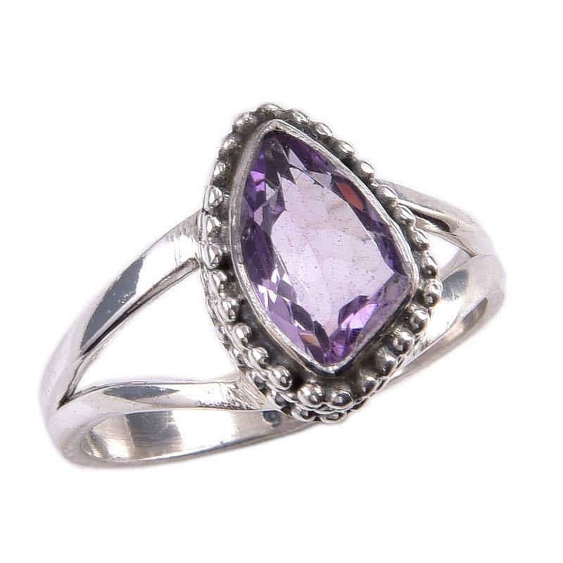 Natural Pink Amethyst Gemstone 925 Solid Sterling Silver Jewelry Ring S.7 U5D58