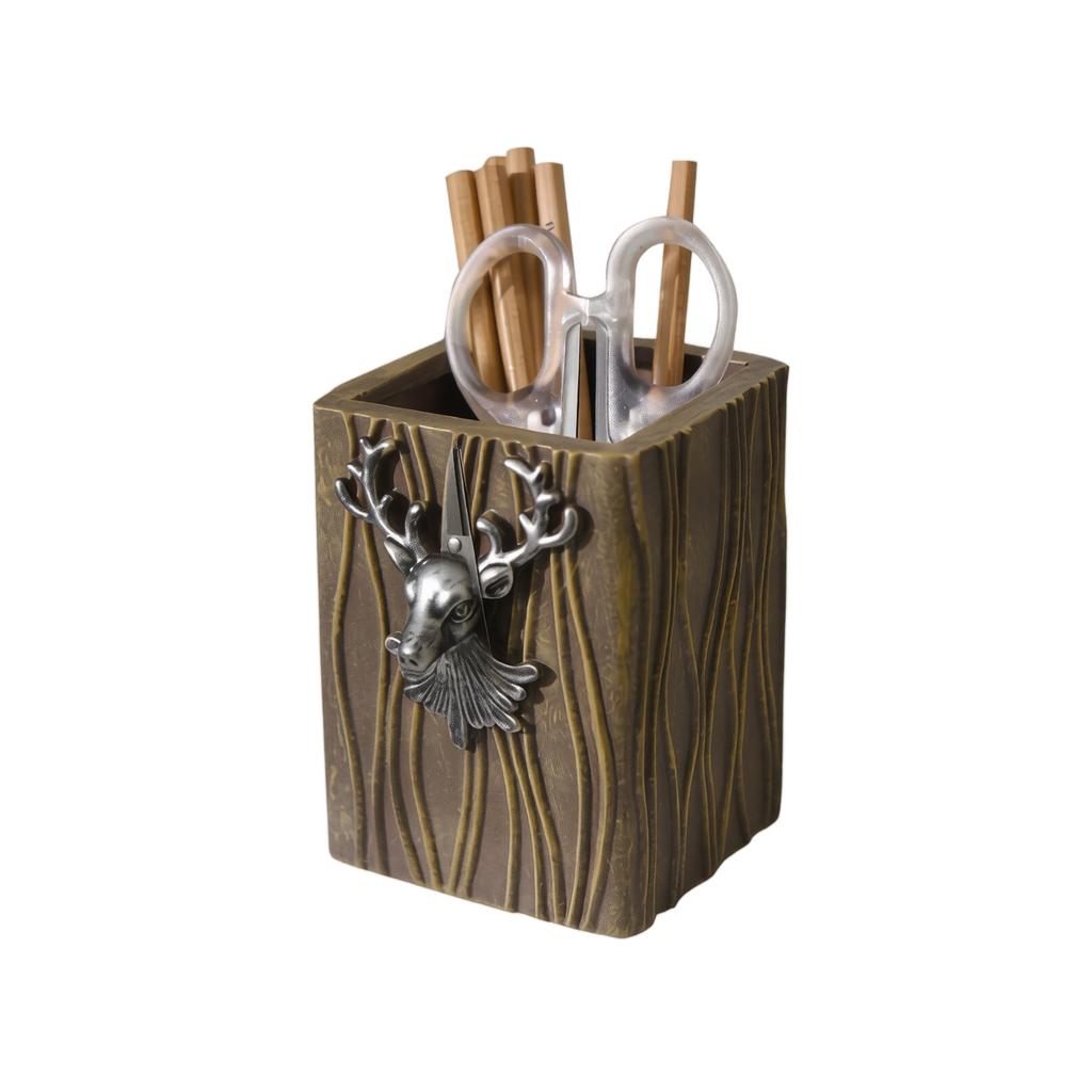 Retro Deer Pen Holder for Desk - Multifunctional , Decoration, Stylish Gift