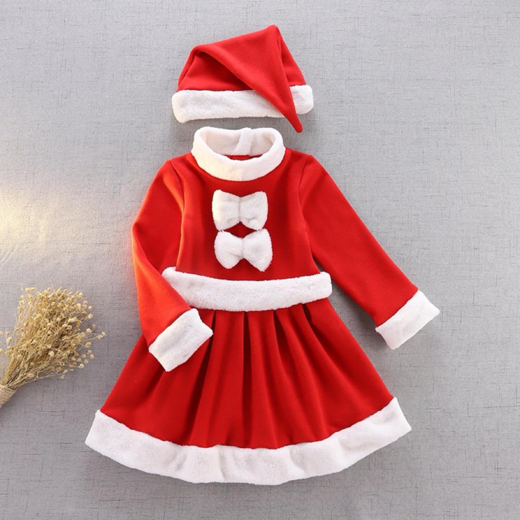 Santa Cosplay Kids Christmas Costume Kids Costume Santa Claus Girl Costume Cute Warm Santa Clothes Headband Hat Included Fluffy Christmas Kids Santa