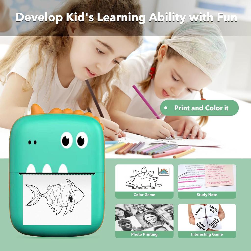 Mini impressora Bluetooth portátil HD impressão sem fio celular foto título atenção estudante erro etiqueta impressora presente