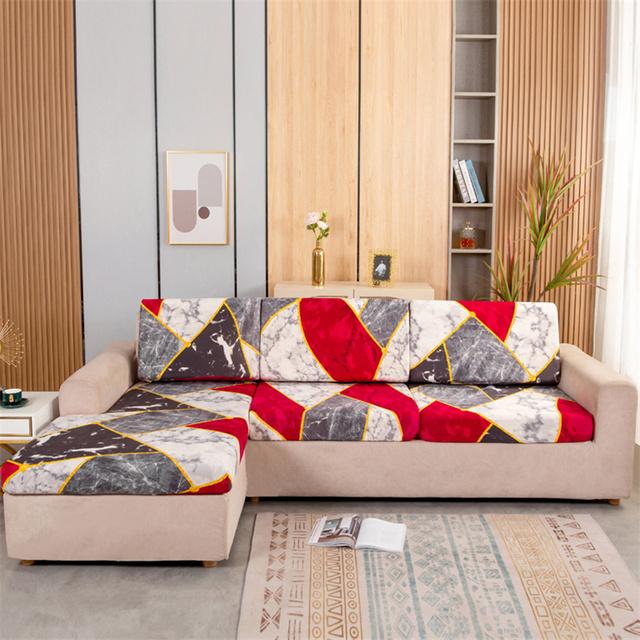 1 Stück elastischer Sofa-Sitzkissenbezug, Stuhlbezug, dehnbar, waschbar, abnehmbarer Schonbezug, 1/2/3/4 Sitz, Spandex-bedruckter Sofaschutz