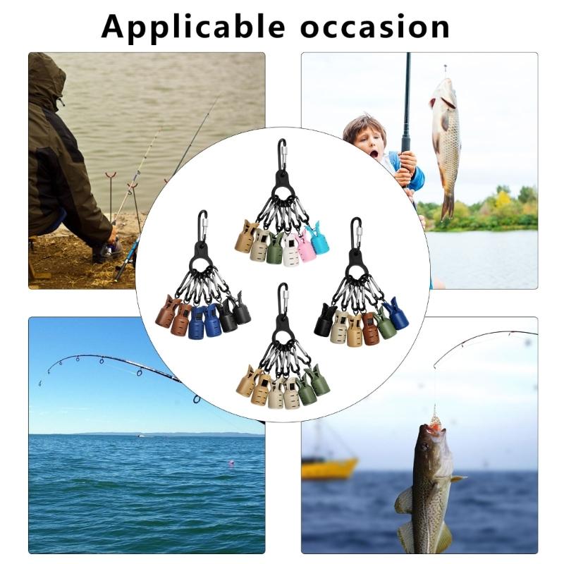 6Pcs Portable Squid Jig Hook Cover with Carabiner Squid Jig Baits Protector Squid Jig Fishing Tackle Easy to Use