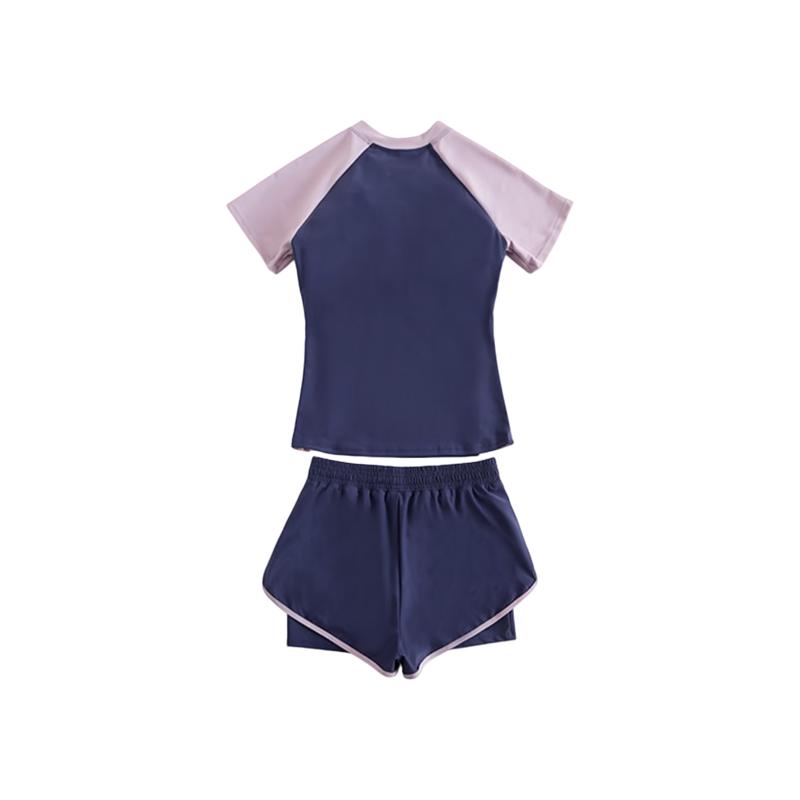Xtep Women's Slimming Tummy Control Conservative Two-Piece Square-Leg Professional Training Swimwear for Spa Vacation Sports