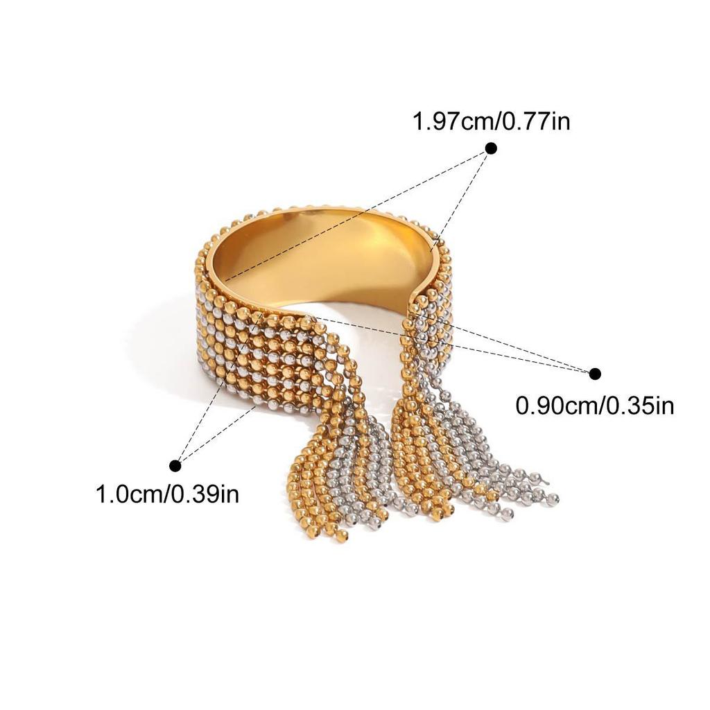 Yori Statement Stainless Steel Chain Tassel Bracelet Finger Ring 18K PVD Plated High Quality Charm Stylish Golden Jewelry