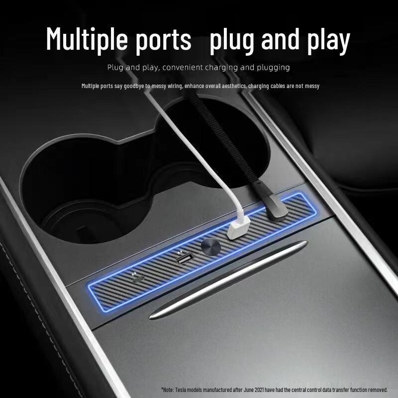 Tesla Model 3/Y USB Hub: Multi-Port Docking Station with PD Fast Charging for Center Console