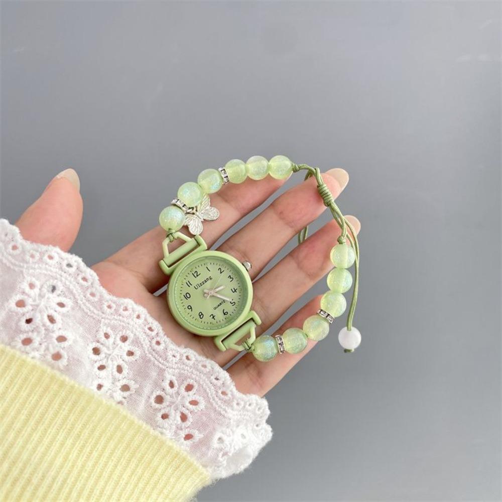 Butterfly Luminous Watch Bead String Design Wristwatch Cute Bracelet Watch  Students