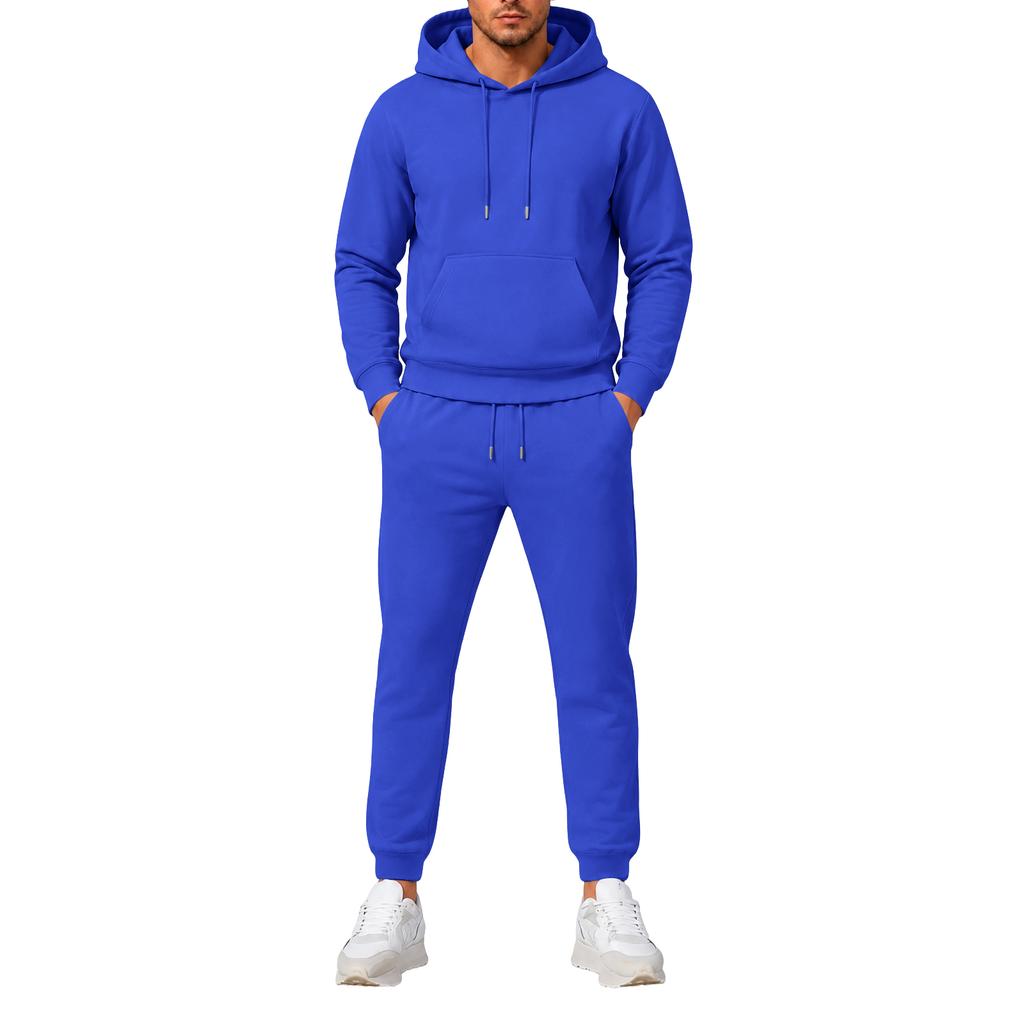 Men's Hooded Sweatshirt and Sweatpants Set Versatile Casual Athletic Outfit