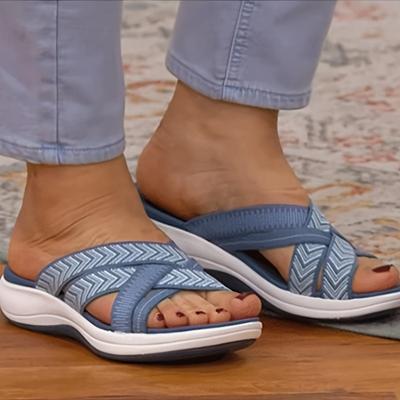 Sandálias Slides Ortopédicas Confortáveis Para Caminhada Para Mulheres Com Suporte de Arco Largura Larga