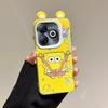 KEYSION Cute Ear Cartoon Case for Infinix Hot 40i with Lanyard Soft Silicone+PC Shockproof Phone Cover for Infinix Smart 8 HD