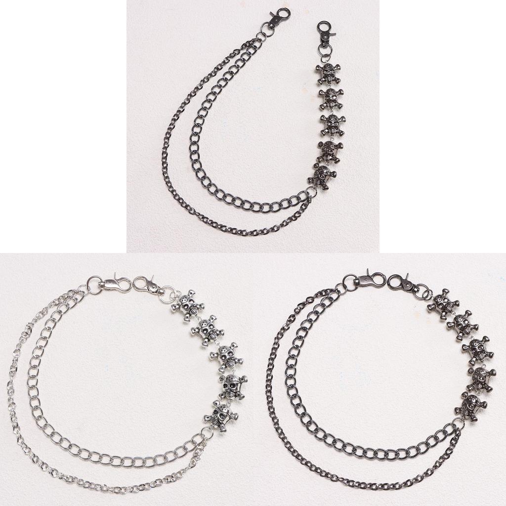 Gothic Skull Belt Chain Metal Hip Hop Double Layer Waist Accessory For Men Women