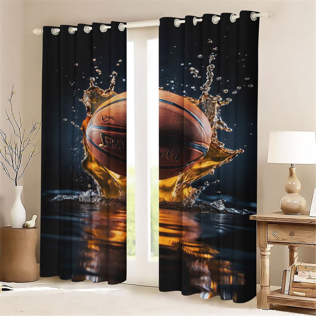 Cartoon Curtain Basketball For Boy 3D Print Bedroom Living Room Window Blackout Partition Style Home Decoration