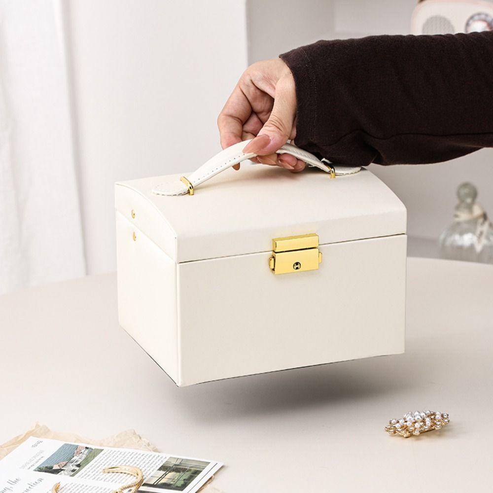 PU Leder Schmuckhalter Mehrschichtige Quadratische Schmuckschatulle Einfache Schmuckverpackungstasche Urlaub