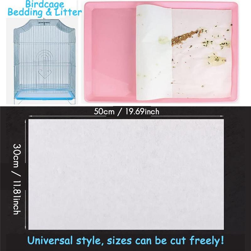 M-Modern-100PCS Bird Cage Liner Papers, Disposable Cage Paper Liners Precut Absorbent Cushion Pad Mat For Pet Bird Parrot