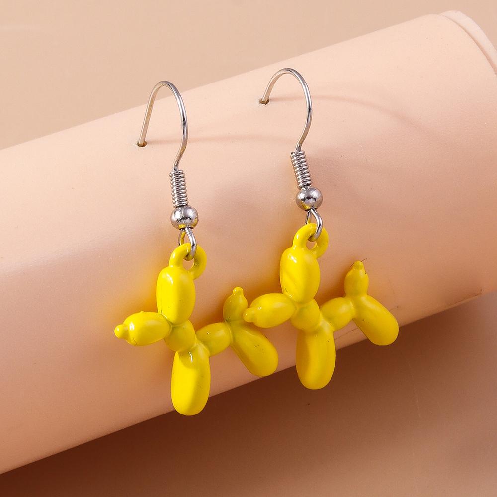 Cute Candy Color Balloon Dog Earrings for Women Girls Cartoon Animal Drop Earrings Jewelry Gifts