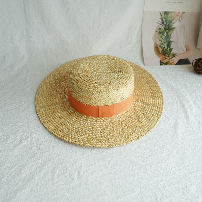 Foreign Trade Europe And The United States Summer Women'S Straw Big Eaves Wide Eaves Shading Travel Vacation Panama Flat Top Top Hat Versatile