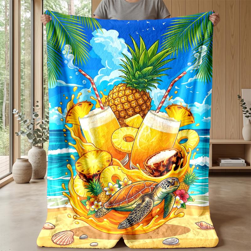 Tropical Beach Paradise Theme blanket Lightweight Warm Flannel Blanket Decorative Throw Blanket for Home Decoration