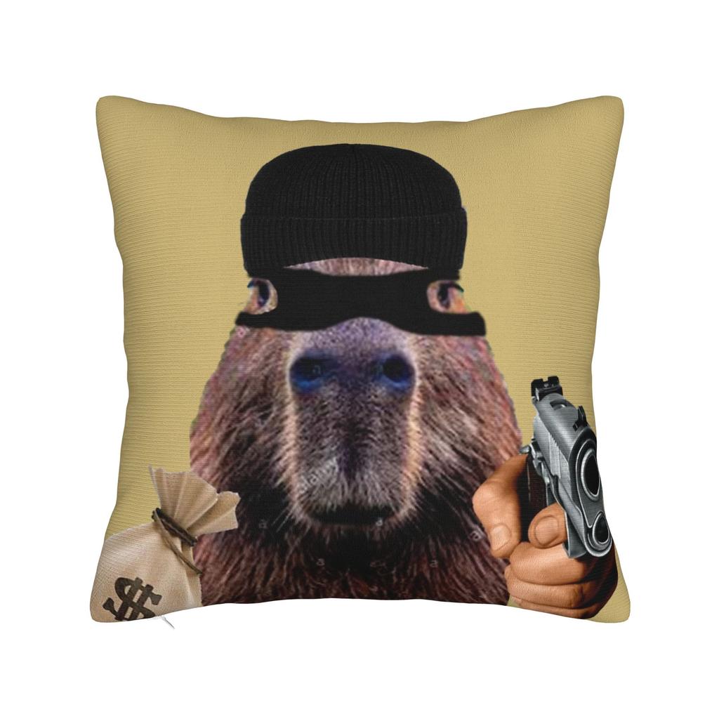 Pillow Case Kawaii Capybara   Square  Pillow Cover For Couch Sofa Bedroom Retro Trendy Pillowcases