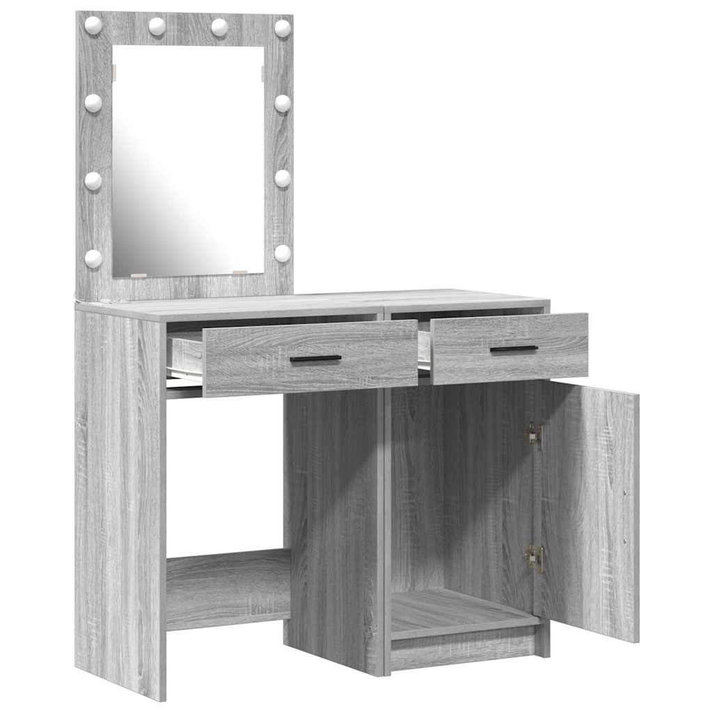 Makeup Table with Door 2 pcs Grey 50 x 41 x 135 cm Particleboard