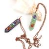 Hand-Wound Colorful Gravel Natural Stone Crystal Powder Spar Sword-Shaped Pendant Necklace N507