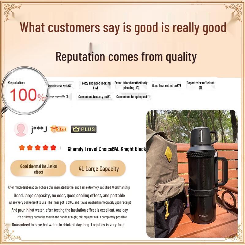 BVGMAV 4L 316L Stainless Steel Vacuum Insulated Travel Thermos