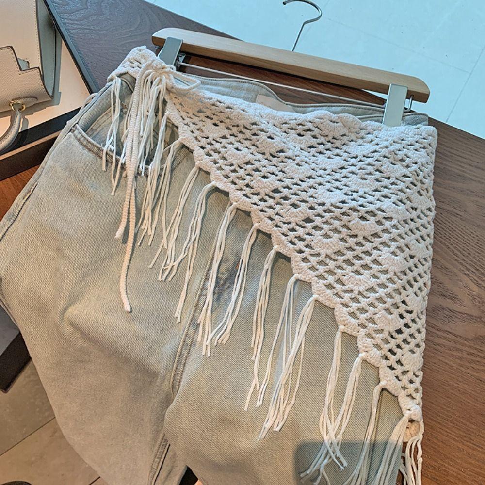 Countryside Style Hollow Out Lace Shawl Bohemian Crochet Flower Scarves  Summer