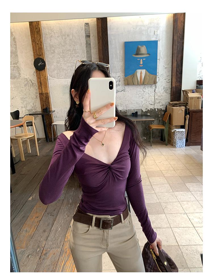 Tencel Wool Pleated Deep V-Neck Women's Base Layer Top - 2026 Pure Desire Design
