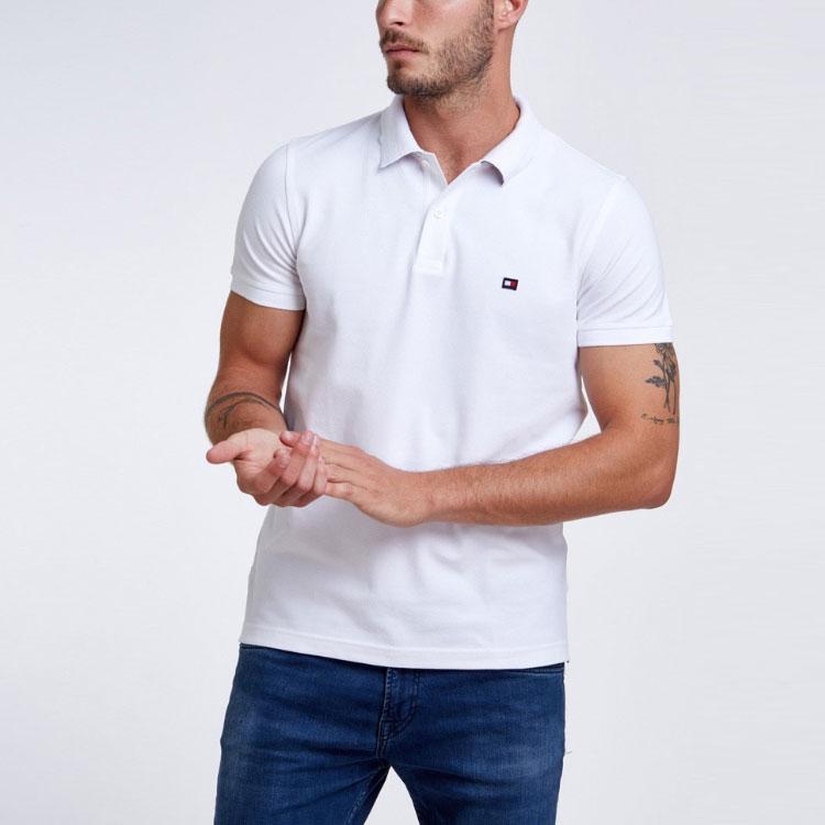 Tommy Hilfiger Tennis Outfit American Vintage Color Collar Straight Cut Short Sleeve Polo Shirt Men Polo Shirts White 78J6391-540