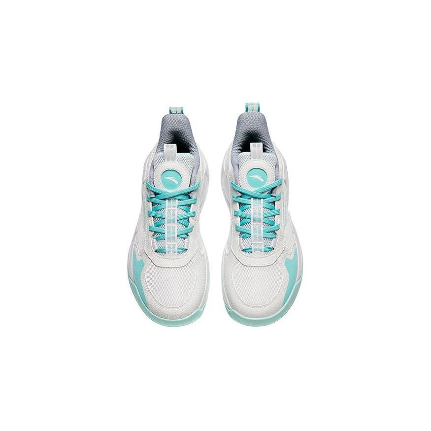 Anta Kids Wind Tunnel Simple Sports Shock Absorbing Wear Resistant Low Top Basketball Shoes Kids Sneaker White Blue A312421104-1