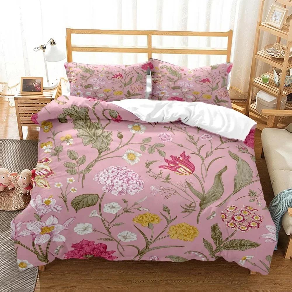 Plant Flowers Digital Comfortable Duvet Quilt Cover Pillowcase Bedding Set Children Bedroom Decoration Home Textile
