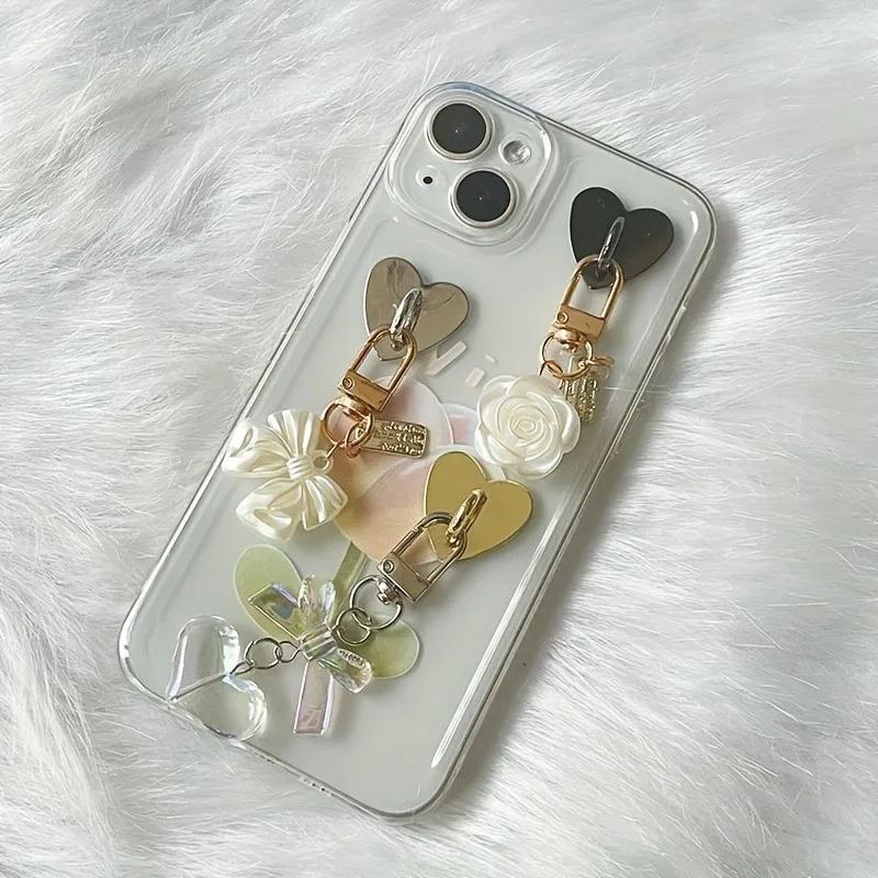 2 Pièces Porte-Charme de Téléphone en Métal en Forme de Cœur Cœur d'Amour Anneau de Doigt pour Téléphone Crochet Auto-Adhésif pour Support Arrière de Téléphone Portable