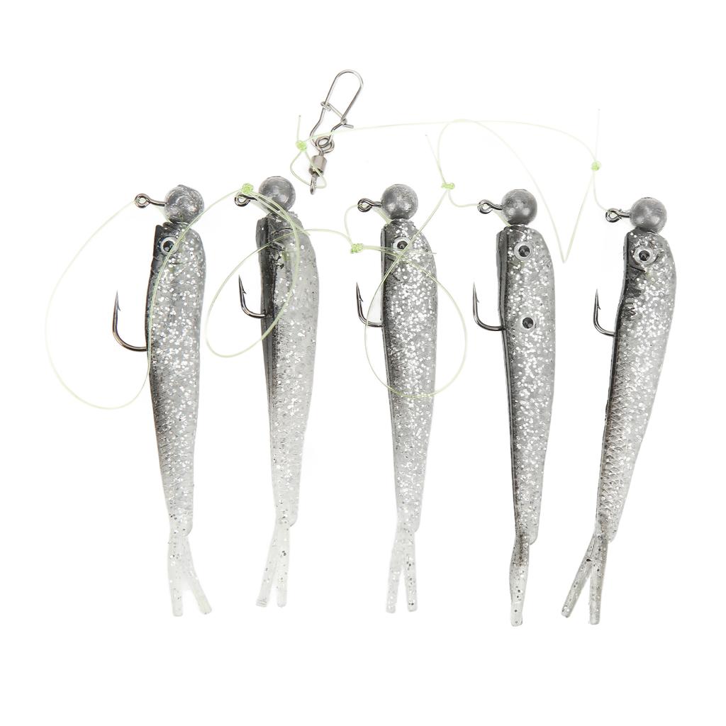 1 Set Umbrella Fishing Rig Kit Set Artificial Soft Fishing Lures Bait Rig for Freshwater Black