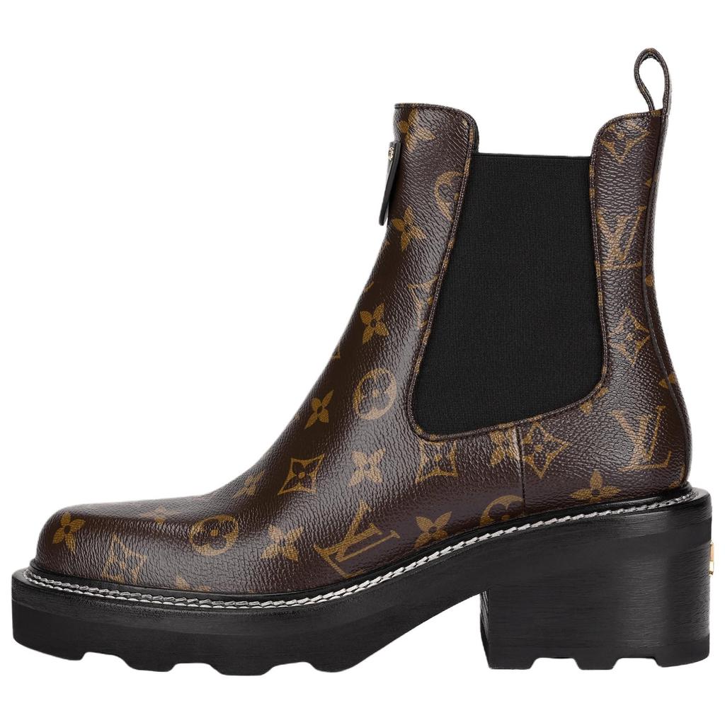 Louis Vuitton Beaubourg Short Chelsea Boots Women's Brown 1A8QCL