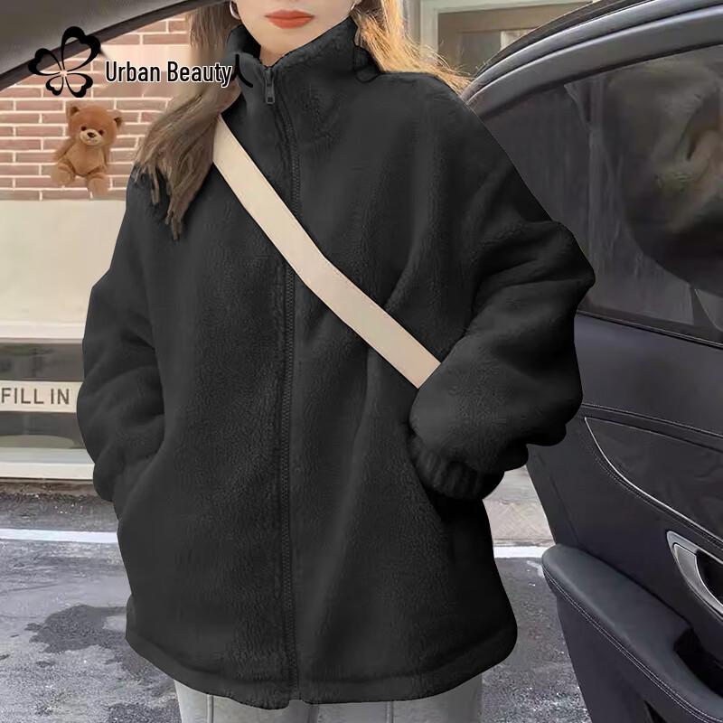 

Women s Plush-Lined Stand Collar Fleece Jacket XL