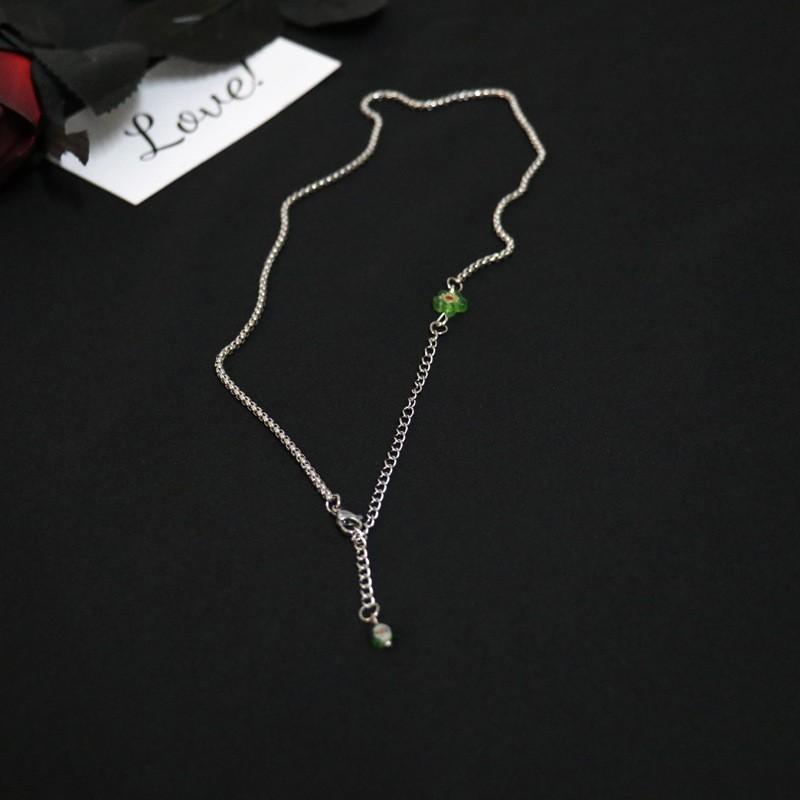 Boho Chic Layered Glass Flower Necklace Set With Snake Chain Ins Style Womens Collarbone Jewelry