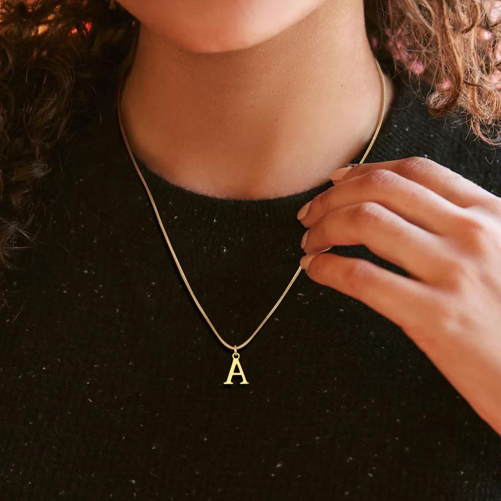 26 Letter Titanium Steel Necklace Stainless Steel Gold Plated Clavicle Chain Neck Chain Pendant Jewelry