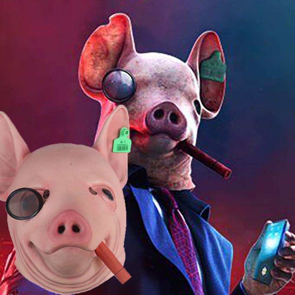 Halloween-Brille mit Schweinskopf-Motiv, rauchende Schweinskopfmaske, Hacker-Schweinskopfmaske aus Latex