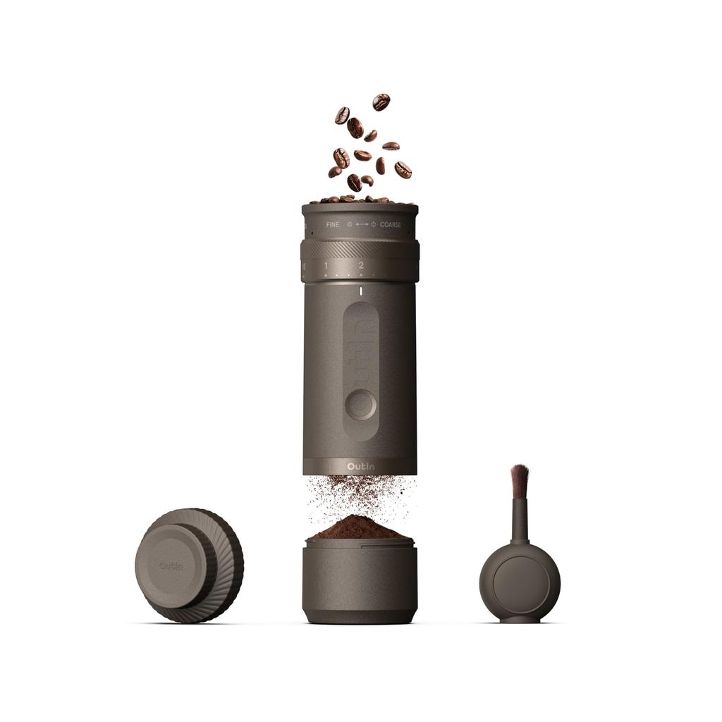 OutIn Fino Portable Electric Coffee 28 Precise Grind Fast Burr Coffee Grinder with and Adjustable Coffee Bean Braun Grinder, Settings, Charging,