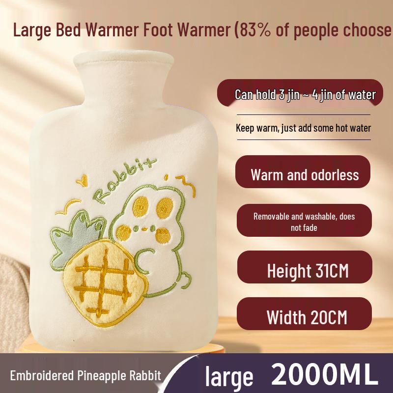 Explosion-Proof Hot Water Bottle with Cute Plush Cover - Ideal for Abdomen and Bed Warmth