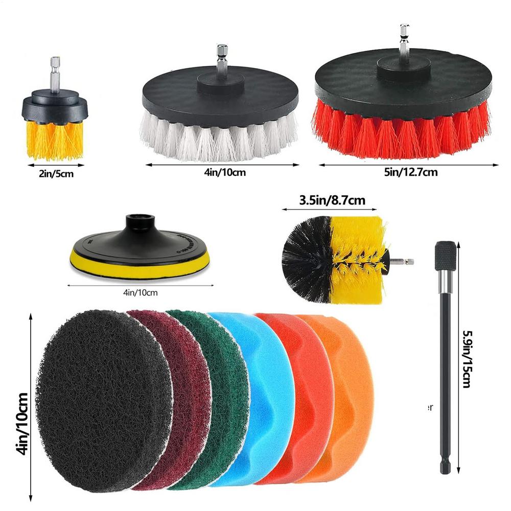 Car Washing Brush Kit 30 Pieces Auto Care Polishing Scrub Pads Sponge Drill Brush Attachments Set For Truck Vehicle SUV Sedan