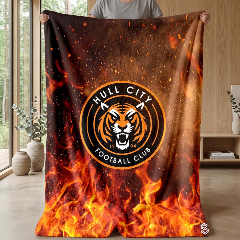 Coperta in Flanella con Stampa Hull City Football, Morbida Calda Leggera Coperta Plaid per Divano Letto Campeggio