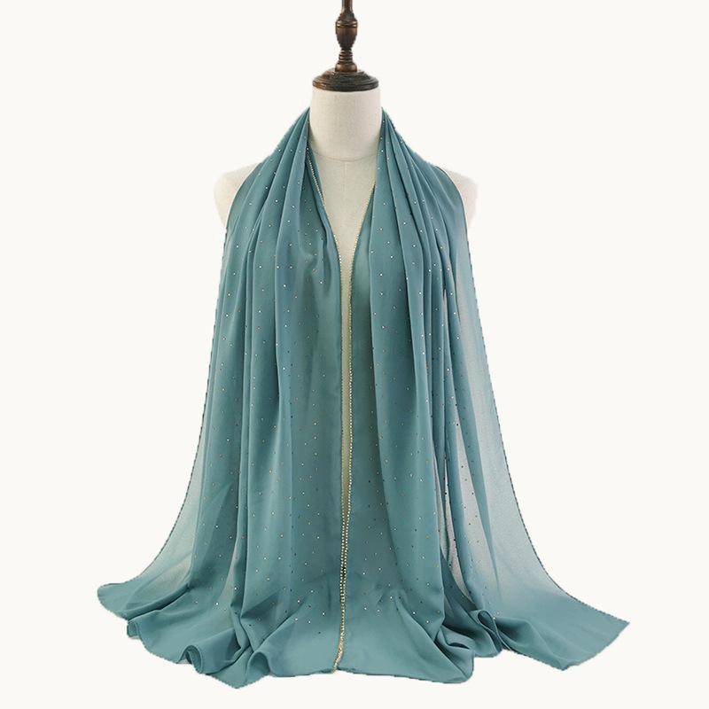 Diamond Chain Chiffon Hijab Scarf Veil Long Shawl Head Scarf Headwraps Hoofddoek Islamic Turban Shawl For Women Muslim Hijabs