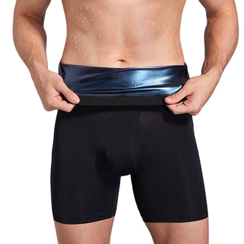 

Pantalones de entrenamiento para hombre, Shorts térmicos para el sudor, moldeador de cuerpo, para gimnasio, adelgazamiento de barriga, traje de sudor