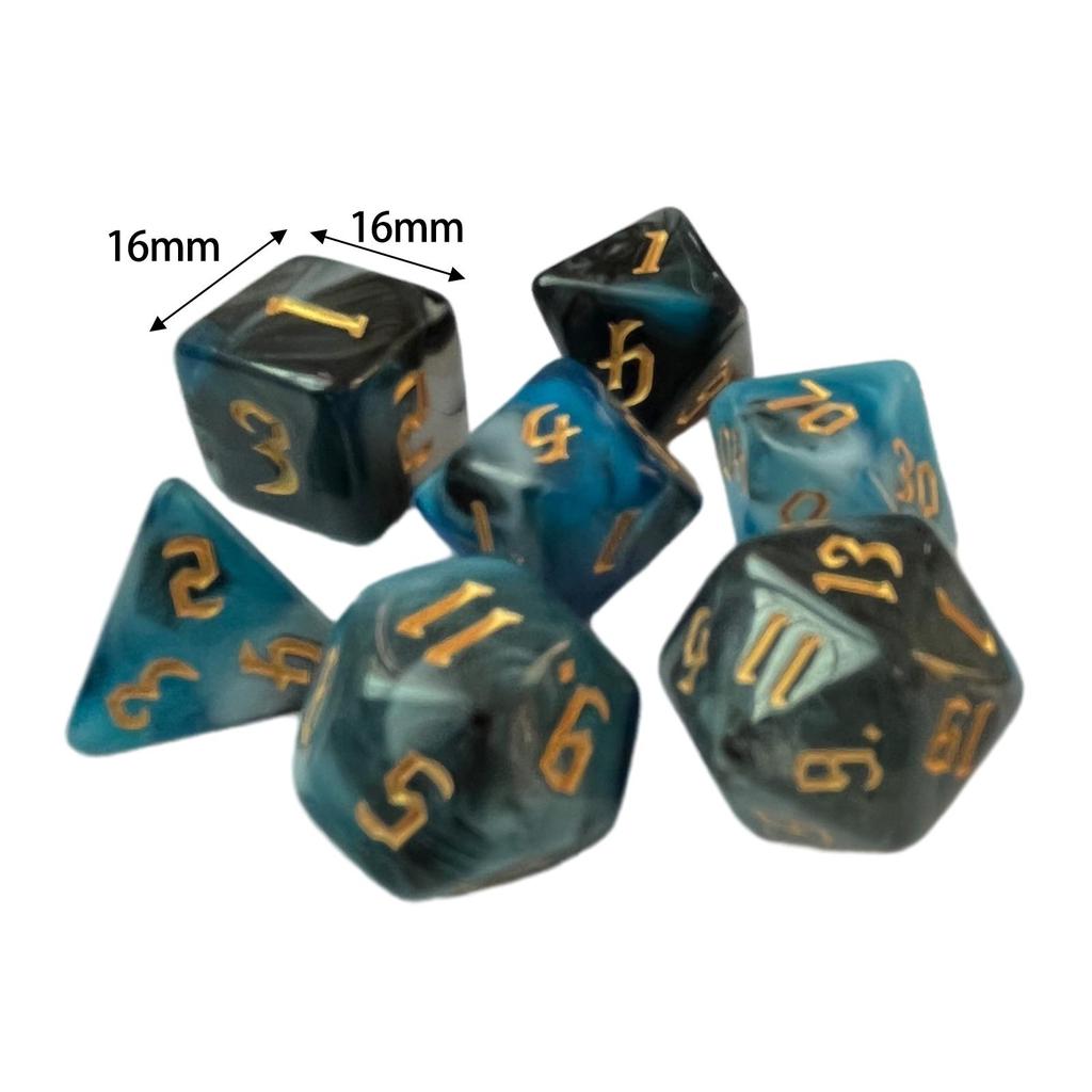 7x Double Color Polyhedral Dices Set Role Playing Game Table Board Game Acrylic Math Teaching Party Toys Multi Sides Dices